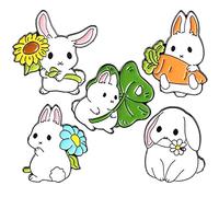 Theaque Lot de 5 broches en forme de lapin