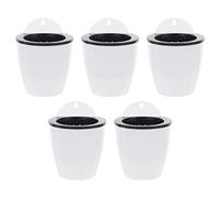 Theaque Lot de 5 pots de fleurs à suspendre à auto-arrosage - 17,8 cm - Fixation murale - Avec crochets et cordes - Pots de fleurs en plastique à suspendre pour plantes d'intérieur et d'extérieur