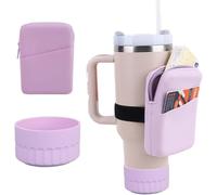 Theaque Pochette en silicone pour gobelet Stanley de 50,8 à 887,4 à 1200 ml, accessoires compatibles avec sac banane Stanley, sac de rangement de sport (violet [pochette tasse + bottes])