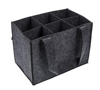 Theaque Sac de transport pour 6 bouteilles de vin avec séparateur en feutre, sac fourre-tout portable réutilisable avec poignée pour Noël, voyage, camping, pique-nique, fête, gris, Classique
