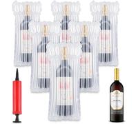 Theaque Sacs de protection de voyage pour bouteille de vin, sacs de vin gonflables pour voyage avec pompe réutilisable, colonne d'air gonflable, protecteur de bouteille de vin pour emballage de
