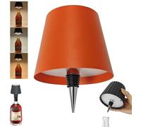 Theaque Tête lumineuse sans fil pour bouteille de vin, lampe LED portable sans fil avec 3 modes d'intensité de la lumière, rechargeable à commande tactile pour n'importe quelle bouteille (orange)