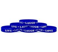 TheAwristocrat Lot de 6 bracelets inspirants en silicone avec cœurs Live Laugh Love