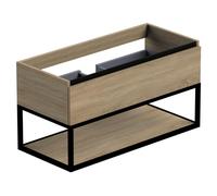 Thebalux caisson bas type1 100cm 1x tiroir sans poignée 1x profil de poignée alu noir mat avec cadre noir mat et 1x insert 1x découpe incl set de siphon blanc 1TY100154NA