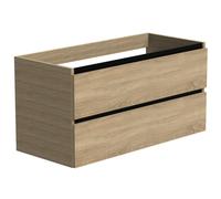 Thebalux meuble bas type1 100cm 2x tiroir sans poignées 2x profil de poignée alu noir mat 1x découpe incl set de siphon blanc 1TY100148CB