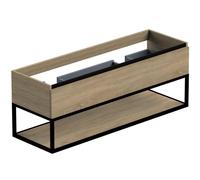 Thebalux meuble bas type1 140cm 1x tiroir sans poignée 1x profil de préhension alu noir mat avec cadre noir mat et 1x insert 2x découpe pour lavabos Epic Slimline Froggio Cube Quadro et Glacier incl. 