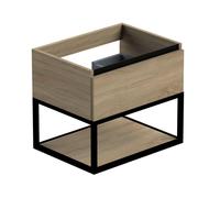 Thebalux meuble bas type1 60cm 1x tiroir sans poignée 1x bande de préhension alu noir mat avec cadre noir mat et 1x insert 1x découpe incl set de siphon blanc 1TY60154NA