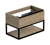 Thebalux meuble bas type1 80cm 1x tiroir sans poignée 1x profil de poignée alu noir mat avec cadre noir mat et 1x séparateur 1x découpe incl set de siphon blanc 1TY80154OG