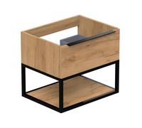 Thebalux meuble bas type2 60cm 1x tiroir poignée rapportée Noëlla avec cadre noir mat et 1x fond 1x découpe incl set de siphon blanc 1TY60436NE