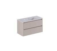 Thebalux Sunny Ensemble meuble de salle de bains - 102x46x57cm - lavabo - céramique - 1 trou de robinet - blanc brillant - meuble sous-vasque - 2 tiroirs - sans poignée - placage bois - Sahara Sand (b
