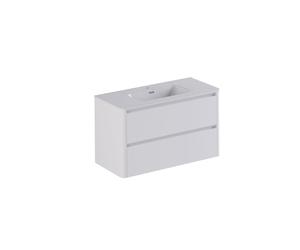 Thebalux Sunny Ensemble meuble de salle de bains - 102x46x57cm - lavabo - céramique - 1 trou de robinet - blanc brillant - meuble bas - 2 tiroirs - sans poignées - placage bois - Ibiza White (blanc) S