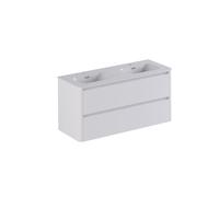 Thebalux Sunny Ensemble meuble de salle de bains - 122x46x57cm - lavabo - céramique - 2 trous de robinet - blanc brillant - meuble bas - 2 tiroirs - sans poignées - placage bois - Ibiza White (blanc) 