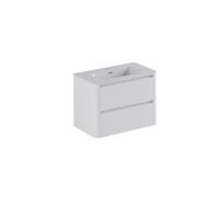 Thebalux Sunny Ensemble meuble de salle de bains - 82x46x57cm - lavabo - céramique - 1 trou de robinet - blanc brillant - meuble bas - 2 tiroirs - sans poignées - placage bois - Ibiza White (blanc) SU