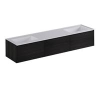 Thebalux Tresor Badkamermeubelset - 220x55x41.5cm - 3 lades - greeploos - Wastafel Corian - dubbel - zonder kraangat - Italian Alpi STR2200A
