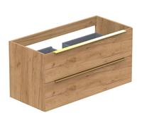 Thebalux Type meuble bas 100x45x50cm poignée rapportée laiton 2 tiroirs softclose poignée standard MDF/panneau de particules congo brown 1TY100170CB-NM