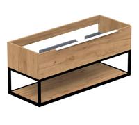 Thebalux Type Meuble sous vasque 120x45x50cm avec 2 découpes pour siphon poignée blanc 1 tiroir softclose MDF Congo brown texture 1TY120437CB-NW