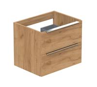 Thebalux Type Meuble sous vasque 60x45x50cm avec 1 découpe pour siphon poignée chrome 2 tiroirs softclose MDF Congo brown texture 1TY60170CB-NC