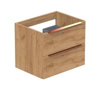 Thebalux Type Meuble sous vasque 60x45x50cm avec 1 découpe pour siphon poignée cuivre 2 tiroirs softclose MDF Congo brown texture 1TY60170CB-NK