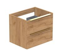 Thebalux Type Meuble sous vasque 60x45x50cm avec 1 découpe pour siphon poignée laiton 2 tiroirs softclose MDF Zambia black mat 1TY60170ZB-NM