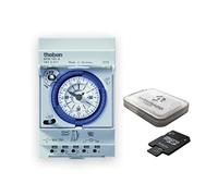 Theben 1610011 SYN 161d Minuteur analogique avec moteur synchrone et programme journalier + carte Micro SD Avantrado 64 Go (classe 10, U3) + adaptateur