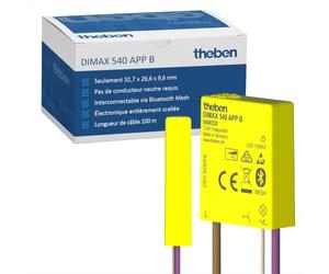 Theben 5400230 DIMAX 540 APP B mini variateur encastré R/C Bluetooth Mesh | Ultra compact 32,7 x 26,6 x 9,6 mm, pas de conducteur neutre, LED 150 W, scènes lumineuses, programme astro, câble de 100 m