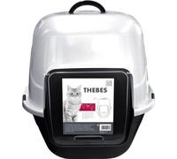THEBES Maison de toilette XXL- Bac a litiere - 62x53x58 cm - Noir et blanc - Pour chat