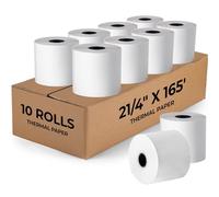 TheBestLoft Printitives, Lot de 10 rouleaux de papier thermique pour imprimante thermique de 5,3 cm x 40,6 m pour machines à cartes de crédit, calculatrices, bornes d'horloge, papier bond, reçus et