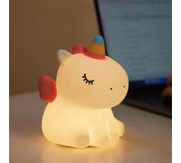 TheCartoonWorld Lampe LED Licorne en Silicone, lumière de nuit pour enfants avec corne arc-en-ciel rechargeable USB, design assis, 1 pièce
