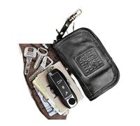 THEDAYBABY Portefeuille portable fait à la main en cuir véritable avec fente pour clé intelligente, porte-clé, porte-cartes, porte-monnaie pour homme avec fermeture éclair, Noir , Taille unique