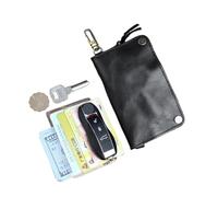 THEDAYBABY Portefeuille vintage fait à la main en cuir véritable avec fente pour carte de ménage, porte-monnaie, sac à main, pochette à fermeture éclair, Noir , Taille unique