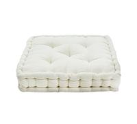 Thedecofactory Arthur - Pouf tapissier en Velours de Coton uni écru 40x40