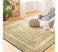 Thedecofactory Funny Jute - Tapis en Jute et Coton Bande Gris foncé 120x170