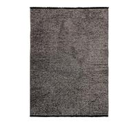 Thedecofactory Milano - Tapis tissé Plat Coton Noir et reflet lumière Anthracite 160x230