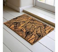 Nervure - Paillasson En Fibre De Coco Motif Nervures De Feuilles Naturel Et Noir 60x40