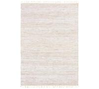 Thedecofactory Tapis à Franges en Coton et Jute Blanc Motif rayé Naturel 160x230