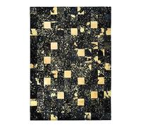 Thedecofactory - Tapis en Cuir Véritable Motif Patchwork Mosaïque éclats Argentés, Décoration élégante et contemporaine pour Salon, Séjour, Salle à Manger, Chambre, Bureau - 120x170 cm - Noir