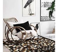 Thedecofactory - Tapis en Cuir Véritable Motif Patchwork Mosaïque ou Ligne, Décoration élégante et contemporaine pour Salon, Séjour, Salle à Manger, Chambre, Bureau 120x170 cm - Marron