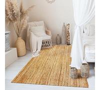 Thedecofactory - Tapis en Jute Rectangulaire Artisanal Tressé à la Main, Motif Lignes pour Salon, Chambre, Couloir, Cuisine, Entrée 160x230 cm - Beige