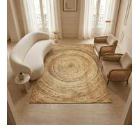 Thedecofactory Tapis en Jute tressé Main Motif Rond Naturel 80x150