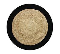 Thedecofactory Tapis Rond en Jute et Coton Bande Noire diam.90