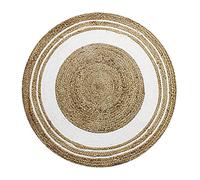 Thedecofactory Tapis Rond en Jute et Coton Cercle Blanc diam.90