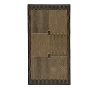 Thedecofactory Tapis tissé Cadre Noir, carrés Rayures Noir Marron 60x110