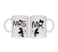 thedifferent Paire de tasses Mug Mr. et Mme Baiser 2 Tasses Copains Mariés Couples Amour Thé Latte - Idée Cadeau Anniversaire Saint Valentin