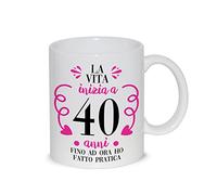 thedifferent Tasse Petit déjeuner Latte Thé Mug Relax avec graphique - La vie commence à 40 quarante ans jusqu'à présent, j'ai pratiqué - idée cadeau anniversaire Noël maman amie soeur grand-mère