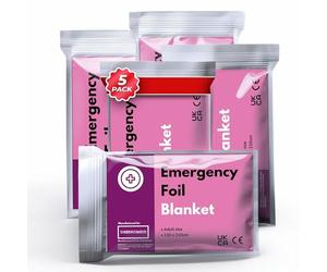 TheDogTagCo Lot de 5 couvertures d'urgence en aluminium - Grande feuille thermique argentée pour le camping, la randonnée, la survie, la trousse de premiers secours en voiture et les essentiels de la