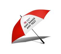 TheDogTagCo Parapluie rouge personnalisé avec photo ou logo - Équipement de pluie léger et durable, fabriqué au Royaume-Uni, idée cadeau unique, blanc