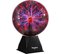 Theefun Lampe à Plasma 8 Pouces, Boule Magique Sensible au Toucher et au Son Lumière Électrique Décorative pour Halloween, Chambre, Fête ou Cadeau Créatif - Rouge