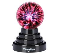 Theefun Lampe Plasma 3 Pouces, Boule Plasma Tactile USB/Piles Globe Plasma Interactif Lampe Décorative pour Chambre, Fêtes et Cadeau d’Anniversaire