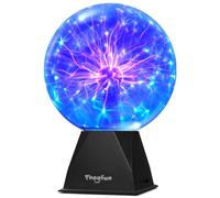 Theefun Lampe Plasma 8 Pouces, Boule Plasma Magique Interactive Touch et Son Globe Plasma Éducatif de Physique, Lampe Décorative pour Fêtes, Anniversaire et Ambiance (Bleu)