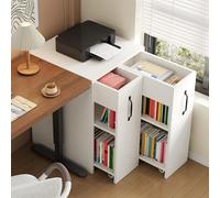 TheEshow Petite Bibliothèque Mobile 52 x 50 x 75 cm avec roulettes, Étagères et Tiroirs, Configuration Réversible Gauche/Droite, Module Entièrement Coulissant